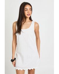 Boohoo - Broderie Scalloped Hem Shift Dress - Lyst