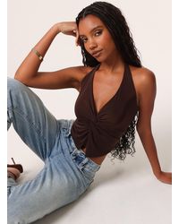 Pink Vanilla - Knot Front Butterfly Halter Top - Lyst