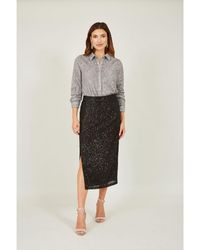 Yumi' - Sequin Fitted Skirt With Front Slit - Lyst