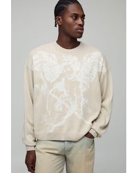 BoohooMAN - Oversized Boxy Renaissance Jacquard Knitted Sweater - Lyst