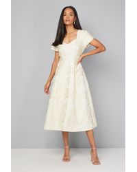 Wallis - Jacquard Seam Detail Midi Dress - Lyst