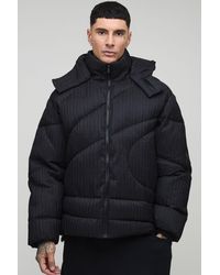 BoohooMAN - Tall Oversized Crinkle Funnel Neck Hooded Abstract Quilted Puffer Jacket - Lyst