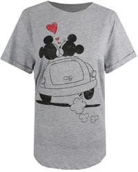 Disney - Ladies Mickey & Minnie Mouse Hearts Heather T-Shirt (Heather) - Lyst