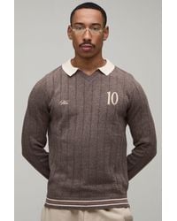 BoohooMAN - Regular Fit V Neck Ribbed Knitted Polo - Lyst