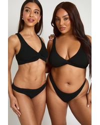 Boohoo - Premium Fits All Crinkle Twist Front Bikini Top - Lyst