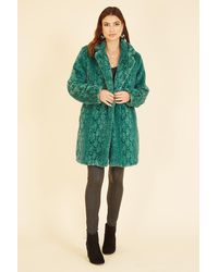 Yumi' - Snakeskin Print Faux Fur Coat - Lyst