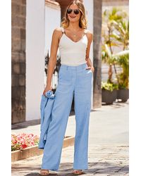 Sosandar - Pastel Wide Leg Trousers With Pockets - Lyst