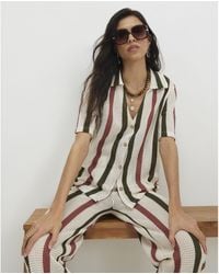 River Island - Crochet Stripe Shirt Cotton - Lyst
