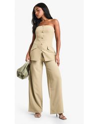 Boohoo - Woven Tailored Pleated Wide Leg Trousers - Lyst