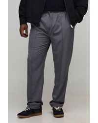 BoohooMAN - Plus Straight Fit Smart Elasticated Pintuck Trousers - Lyst
