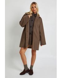 Boohoo - Wool Look Collared Trench Coat - Lyst