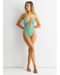Gini London - Wave Print Tie Front Swimsuit - Lyst