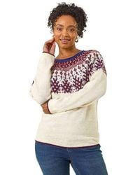 Roman - Petite Fairisle Neppy Knit Jumper - Lyst
