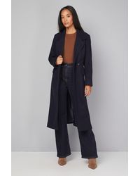 Wallis - Petite Side Split Belted Coat - Lyst