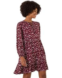 Roman - Floral Tie Front Smock Dress - Lyst