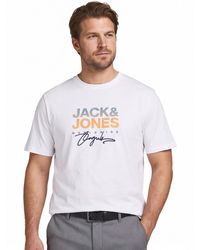 Jack & Jones - T-Shirt Plus Size Opdruk Logo Korte Mouw Ronde Hals - Lyst