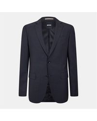 BOSS - Solid Patterned Single Button Notch Collared Blazer - Lyst