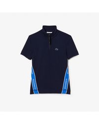 Lacoste - Ribbed Collar Zip Neck Short Sleeve Polo Shirt - Lyst