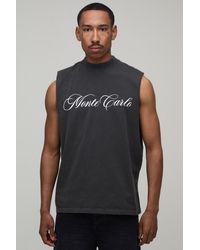 BoohooMAN - Washed Oversized Boxy Monte Carlo Print Tank Cotton - Lyst