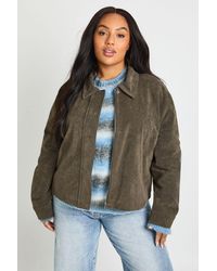 Boohoo - Plus Suede Collared Jacket - Lyst