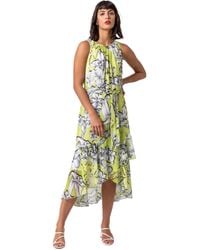 Roman - Floral Tie Waist Dipped Hem Dress - Lyst