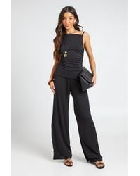 Boohoo - One Shoulder Ruched Side Top And Trouser Coord - Lyst