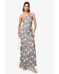 Boohoo - Floral Chiffon Asymmetric Column Maxi Dress - Lyst
