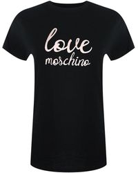Moschino - Love Cursive Logo T-Shirt Cotton - Lyst