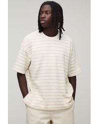 BoohooMAN - Oversized Striped Short Sleeve Waffle T-Shirt - Lyst
