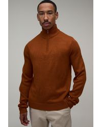 BoohooMAN - Regular Fit 1/4 Zip Knitted Jumper - Lyst