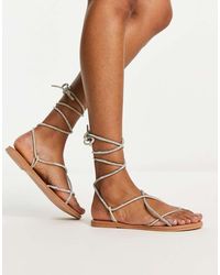 ASOS - Faye Leather Embellished Flat Sandals - Lyst