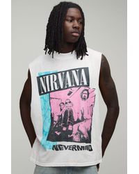 BoohooMAN - Oversized Nirvana Acid Wash License Print Tank - Lyst