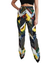 Dolce & Gabbana - Rechte Broek Met Hoge Taille Met Print - Lyst