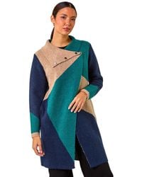 Roman - Colour Block Button Collar Knit Cardigan - Lyst