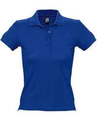 Sol's - Ladies People Pique Short Sleeve Cotton Polo Shirt (Royal) - Lyst