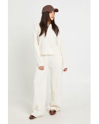 Boohoo - Waffle Straight Leg Trouser - Lyst