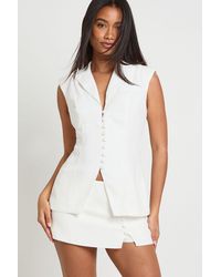 Boohoo - Button Detail Tailored Mini Skort - Lyst