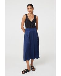 Izabel London - Animal Print Button Detail Midi Skirt - Lyst