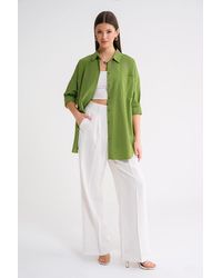 MixRay - Oversized Long-Sleeve Button-Up Poplin Shirt - Lyst