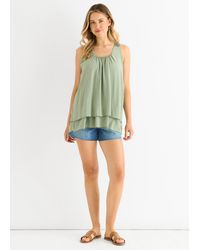 Gini London - Crochet Panel Double Layer Long Top - Lyst