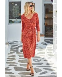 Sosandar - Print V Neck Jersey Midi Dress - Lyst
