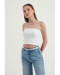Hiccup - Strapless Basic Sleeveless Cropped Top - Lyst