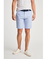 Tokyo Laundry - Dark Cotton Oxford Shorts With Belt - Lyst