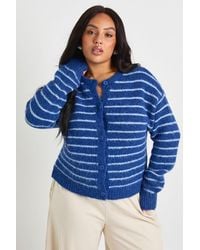 Boohoo - Plus Button Down Stripe Cardigan - Lyst