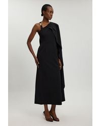 Karen Millen - Compact Viscose Asymmetric Detail Maxi Dress - Lyst