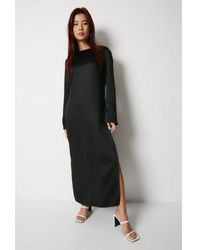 Warehouse - Textured Satin Flare Sleeve Column Midi Dress - Lyst