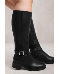 Where's That From - Wheres 'Bode' Stretch Wide Calf Knee High Boots With Buckle Detail - Lyst