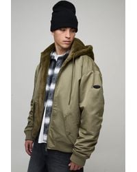BoohooMAN - Oversized Faux Fur Hood Nylon Bomber Jacket - Lyst