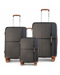 Infinity Leather - Hard Shell Strong Suitcase 8 Wheel Cabin Luggage Holiday Travel Case Abs - Lyst