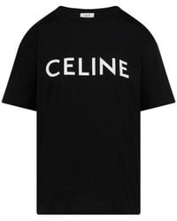 Celine - Celine Los Katoenen Jersey T-shirt Zwart - Lyst